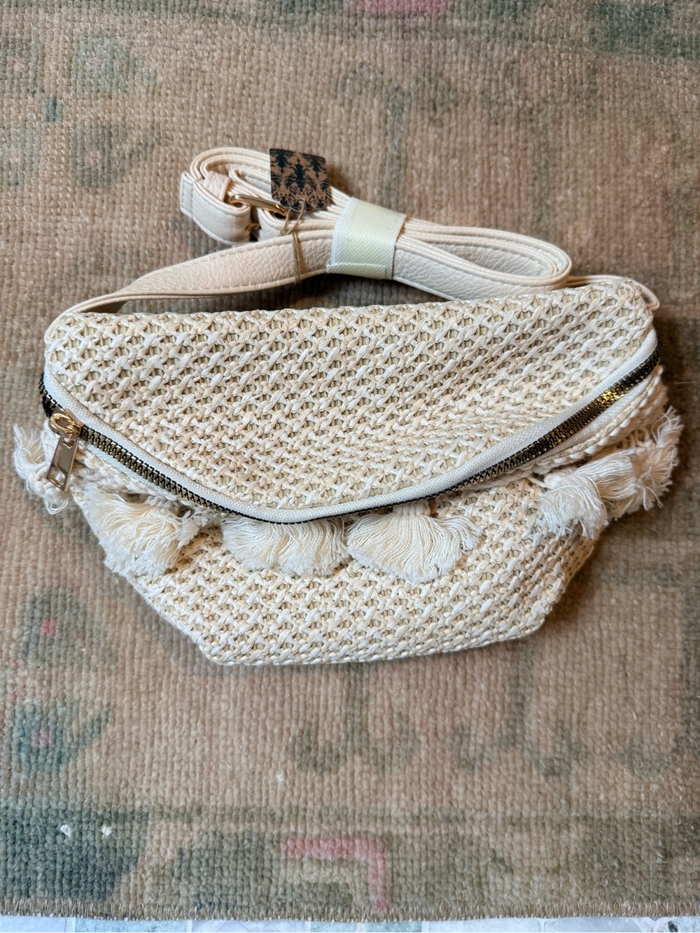 Cream Woven Tassel Belt Bag - Women Bags- NWT